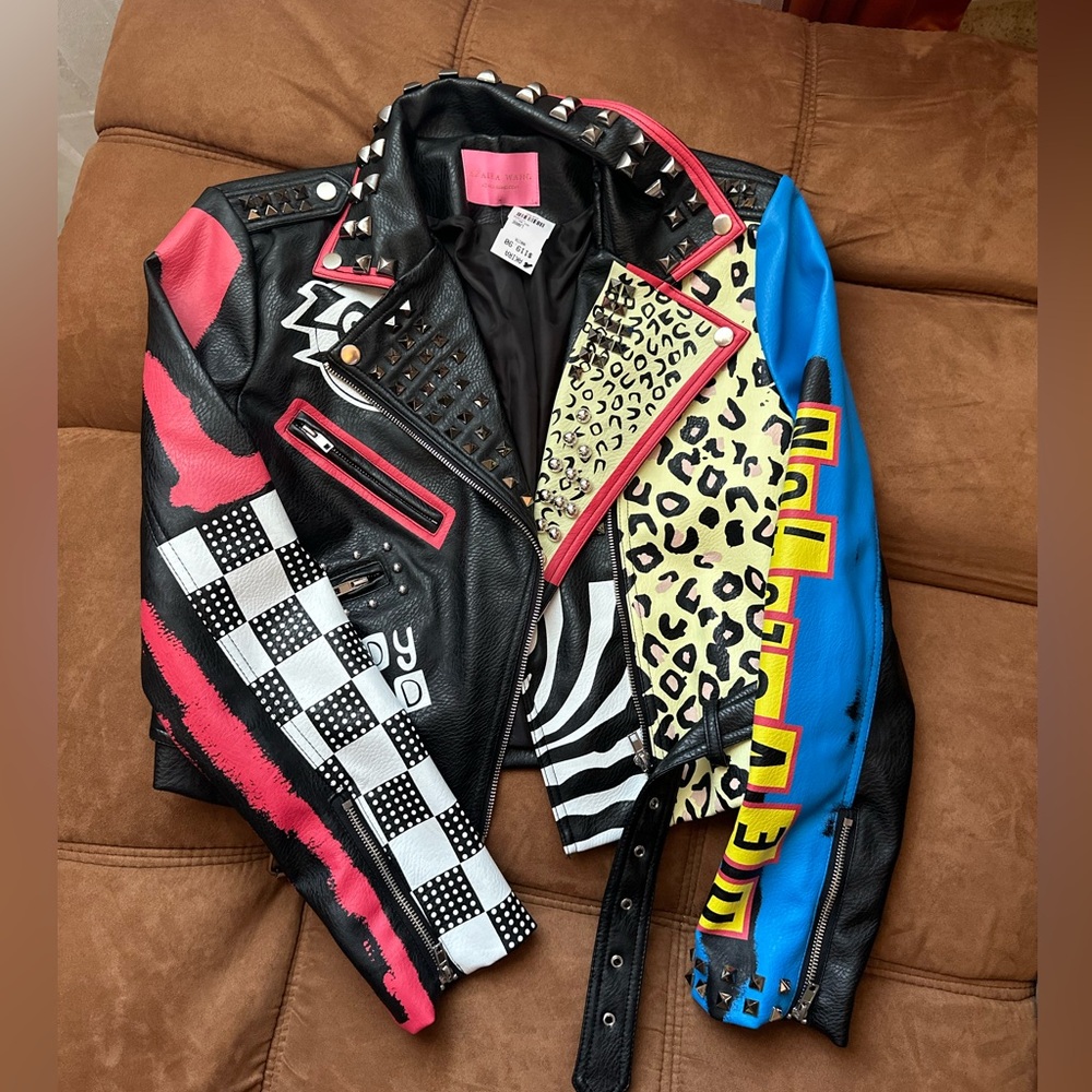 AKIRA Multicolor Studded Leather Jacket